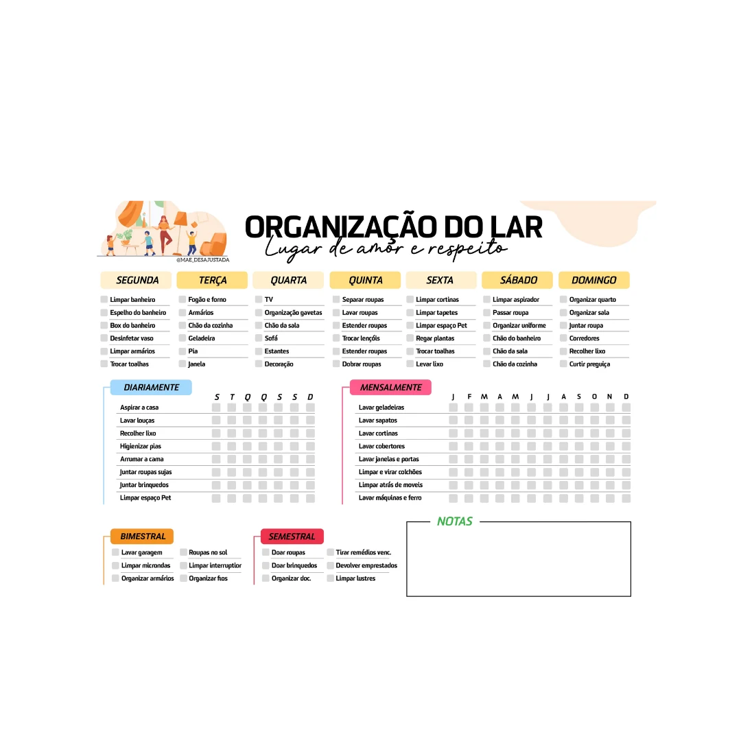 Checklist completo de organização do lar